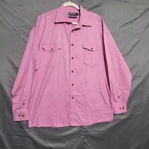 Panhandle Slim Shirt Mens Large Pink Solid Snap Front Long Sleeve Western